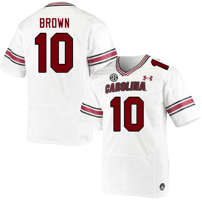 Men #10 Ahmarean Brown South Carolina Gamecocks 2023 College Football Jerseys Stitched-White